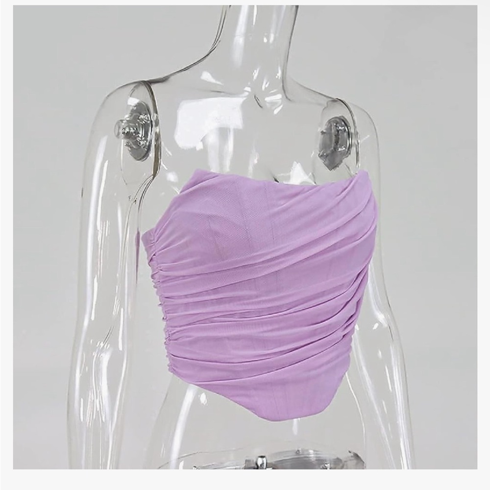 Large Lilac Modegal back zipper ruched corset top